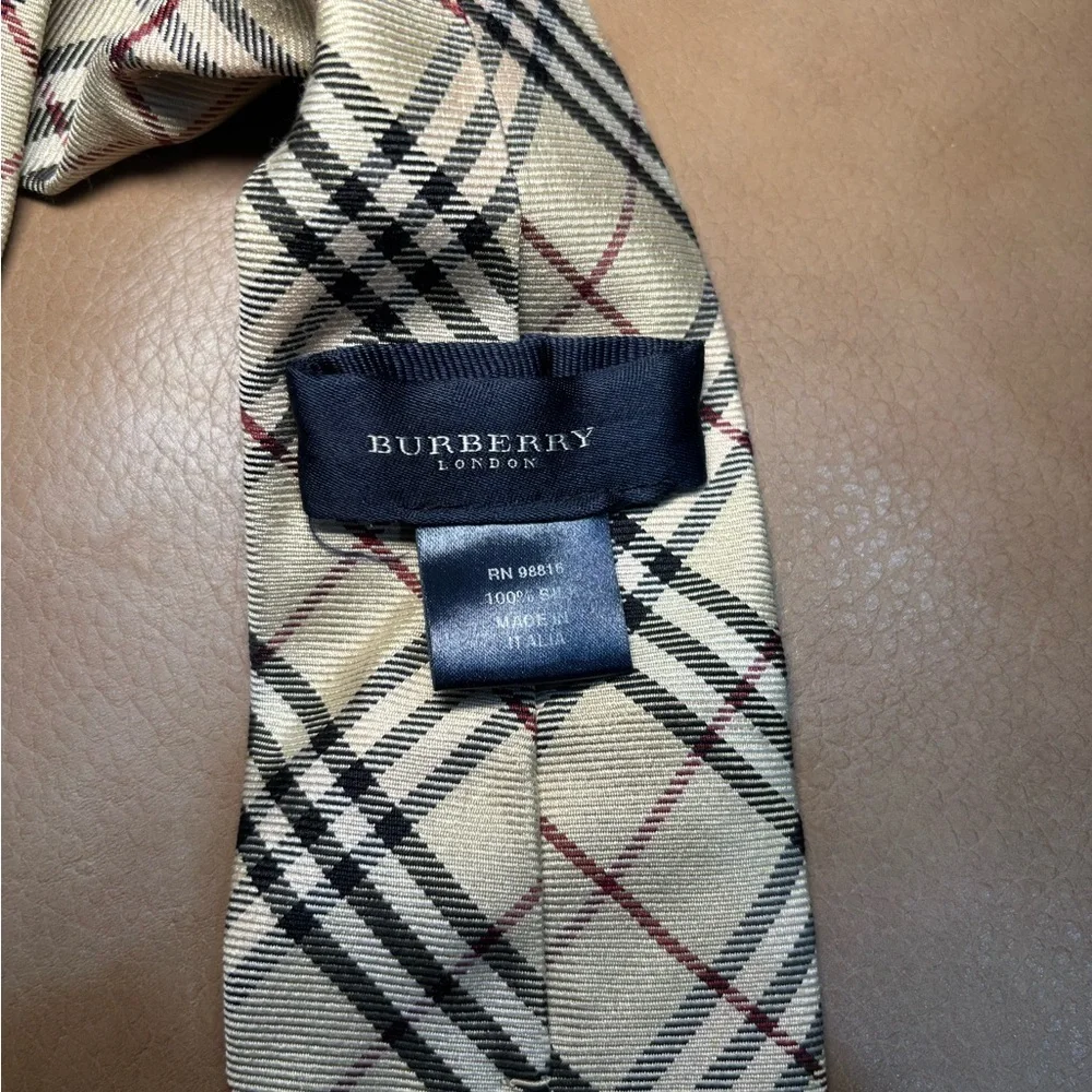 Burberry Beige and Black Checkered Tie